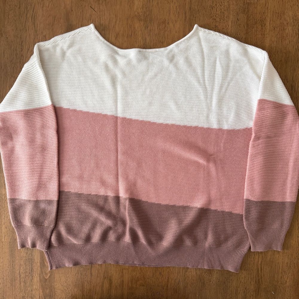 Stitch Fix Color Block Pullover Sweater, Blush Pink, Size XL
